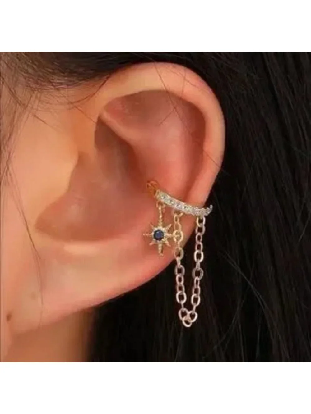 Gold Crystal 1pc Ear Cuff